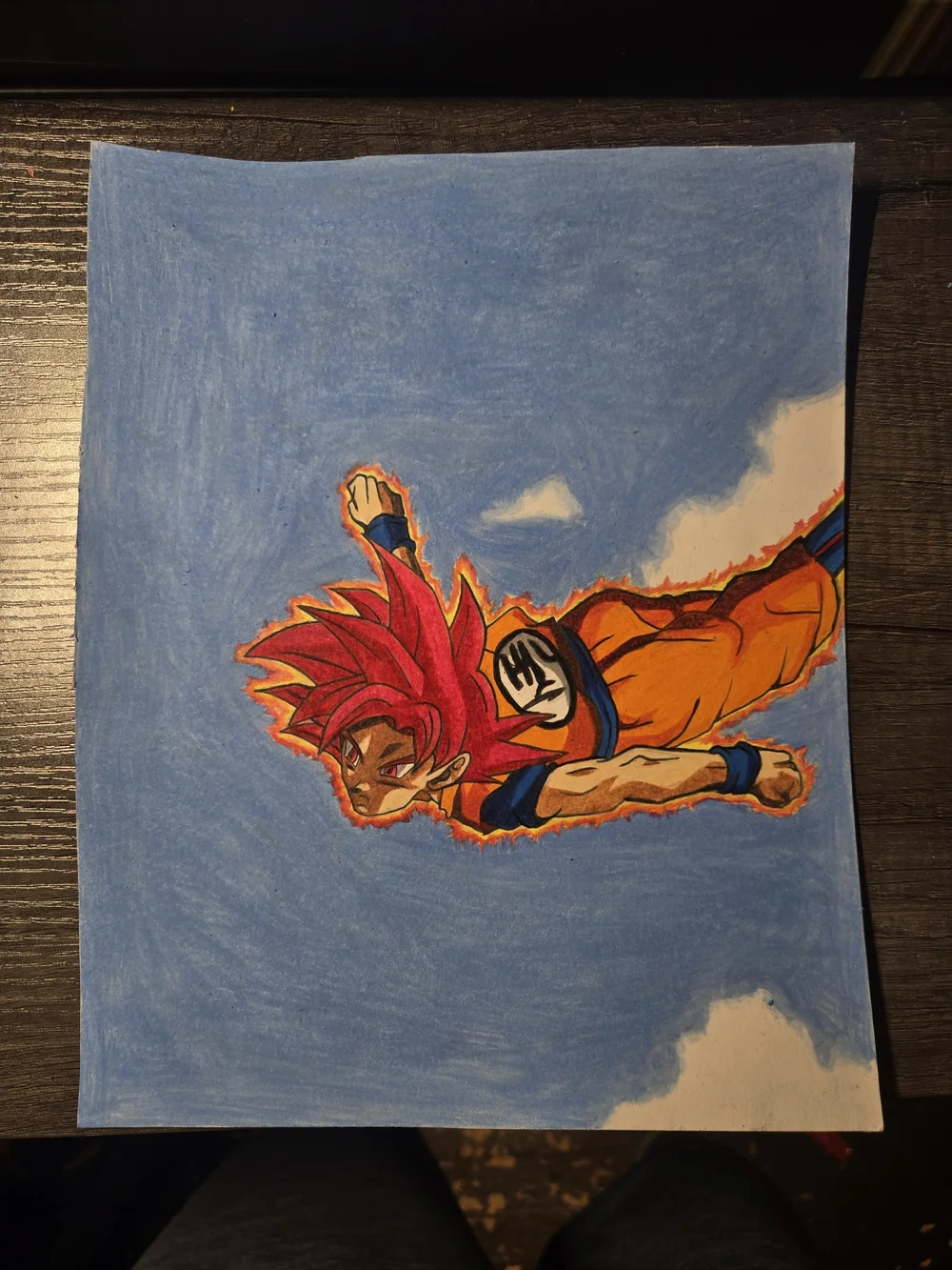 Dragon Ball Z Goku Super Saiyan God Framed Art - Red Hair, Orange Gi
